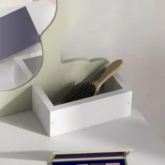 ZONEKIZ Kids Vanity Table with Mirror and Stool, Drawer, Storage Boxes, Flower Design, for Ages 3-6 Years - White - 9