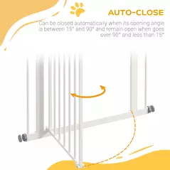 PawHut Pressure Fit Dog Stair Gate No Drilling Safety Gate Auto Close for Doorways, Hallways, 74-80cm Adjustable, 94cm Tall, White - 5