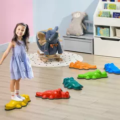 ZONEKIZ 6PCs Kids Stepping Stones, Crocodile-Designed Sensory Toys, with Anti-Slip Edge Balance River Stones - 2