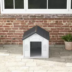PawHut Plastic Weather-Resistant Dog House, for Indoors and Outdoors, Medium Dogs - Grey - 8