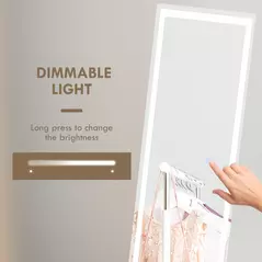 HOMCOM Standing Dressing Mirror with LED Lights, Wall Dressing Mirror for Bedroom with Dimmable and 3 Colour Lighting, White - 5