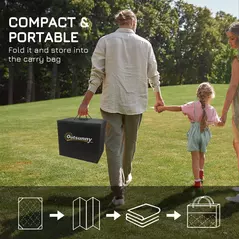 Outsunny Reversible Outdoor Rug, Plastic Straw Mat w/ Carry Bag Ground Stakes for Garden RV Picnic Beach Camping 182x274cm Black - 4