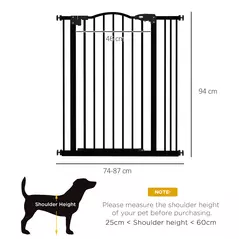 PawHut Metal Pet Safety Gate Dog Gate Folding Fence 74-87cm, Black - 3