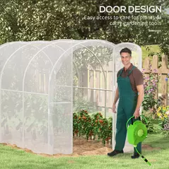 Outsunny Polytunnel Greenhouse Walk-in Grow House with PE Cover, Door and Galvanised Steel Frame, 3 x 2 x 2m, Clear - 5