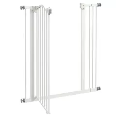 PawHut Metal Pet Safety Gate Dog Gate Folding Fence 74-87cm, White - 8