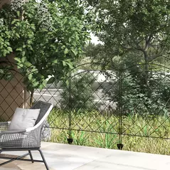 Outsunny Steel Decorative Outdoor Picket Fence Panels Set of 4, Black - 8