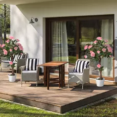 Outsunny Set of 2 Artificial Plants Pink Rose Floral in Pot, Fake Plants for Home Indoor Outdoor Decor, 90cm - 2