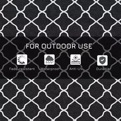 Outsunny Reversible Outdoor Rug, Plastic Straw Mat w/ Carry Bag Ground Stakes for Garden RV Picnic Beach Camping 182x274cm Black - 6