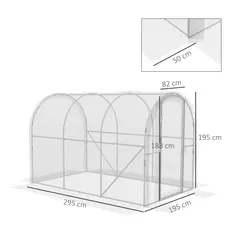 Outsunny Polytunnel Greenhouse Walk-in Grow House with PE Cover, Door and Galvanised Steel Frame, 3 x 2 x 2m, Clear - 3
