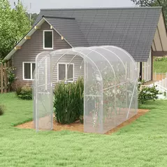 Outsunny Polytunnel Greenhouse Walk-in Grow House with PE Cover, Door and Galvanised Steel Frame, 3 x 2 x 2m, Clear - 9