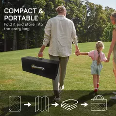 Outsunny Reversible Outdoor Rug, Plastic Straw Mat w/ Carry Bag Ground Stakes for Garden RV Picnic Beach Camping 182x274cm Black - 6