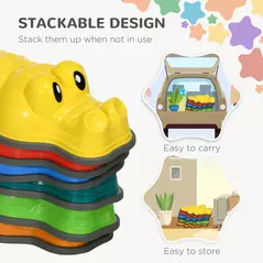 ZONEKIZ 6PCs Kids Stepping Stones, Crocodile-Designed Sensory Toys, with Anti-Slip Edge Balance River Stones - 5