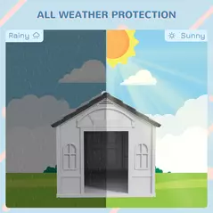 PawHut Plastic Weather-Resistant Dog House, for Indoors and Outdoors, Medium Dogs - Grey - 4