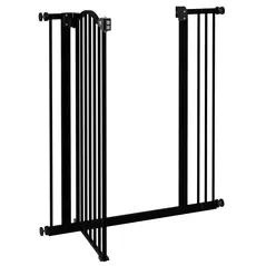 PawHut Metal Pet Safety Gate Dog Gate Folding Fence 74-87cm, Black - 8