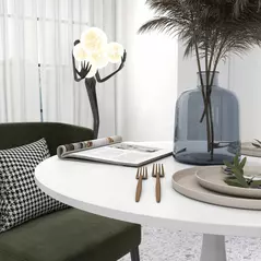 HOMCOM Round Dining Table, Modern Dining Room Table with Steel Base, Non-slip Foot Pad, Space Saving Small Dining Table - 6