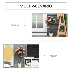 Outsunny Set of 2 Artificial Plants Pink Rose Floral in Pot, Fake Plants for Home Indoor Outdoor Decor, 90cm - 4