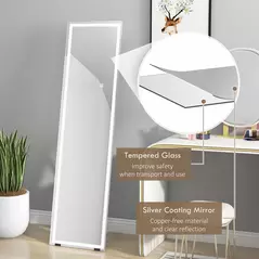 HOMCOM Standing Dressing Mirror with LED Lights, Wall Dressing Mirror for Bedroom with Dimmable and 3 Colour Lighting, White - 8