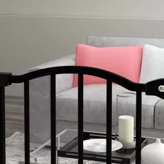 PawHut Metal Pet Safety Gate Dog Gate Folding Fence 74-87cm, Black - 9
