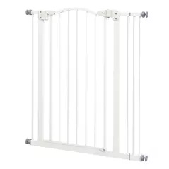 PawHut Metal Pet Safety Gate Dog Gate Folding Fence 74-87cm, White - 1