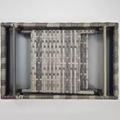 Outsunny Foldable Outdoor Side Table, Rattan Garden Coffee Table with Steel Frame, Space Saving Bistro Garden Furniture for Patio, Balcony, 60 x 41 x 41 cm, Mixed Grey - 9