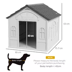 PawHut Plastic Weather-Resistant Dog House, for Indoors and Outdoors, Medium Dogs - Grey - 3
