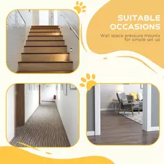 PawHut Pressure Fit Dog Stair Gate No Drilling Safety Gate Auto Close for Doorways, Hallways, 74-80cm Adjustable, 94cm Tall, White - 6