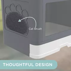 PawHut Enclosed Cat Litter Box with lid, Front Entry, Top Exit, Drawer, Tray, Scoop, Brush, 48.5 x 38 x 36.5cm - Grey - 6