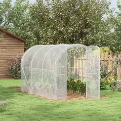 Outsunny Polytunnel Greenhouse Walk-in Grow House with PE Cover, Door and Galvanised Steel Frame, 3 x 2 x 2m, Clear - 2
