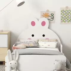 ZONEKIZ Rabbit-Designed Toddler Bed, Kids Bedroom Furniture - White - 8