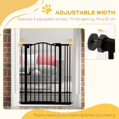 PawHut Metal Pet Safety Gate Dog Gate Folding Fence 74-87cm, Black - 7
