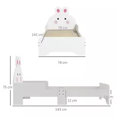 ZONEKIZ Rabbit-Designed Toddler Bed, Kids Bedroom Furniture - White - 3