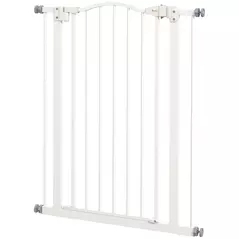 PawHut Pressure Fit Dog Stair Gate No Drilling Safety Gate Auto Close for Doorways, Hallways, 74-80cm Adjustable, 94cm Tall, White - 1