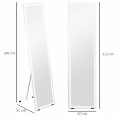 HOMCOM Standing Dressing Mirror with LED Lights, Wall Dressing Mirror for Bedroom with Dimmable and 3 Colour Lighting, White - 3