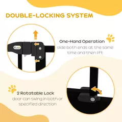 PawHut Metal Pet Safety Gate Dog Gate Folding Fence 74-87cm, Black - 4