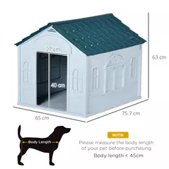 PawHut Plastic Weather-Resistant Dog House, for Indoors and Outdoors, Medium Dogs - White and Blue - 3