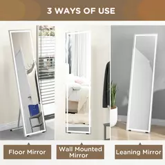 HOMCOM Standing Dressing Mirror with LED Lights, Wall Dressing Mirror for Bedroom with Dimmable and 3 Colour Lighting, White - 7