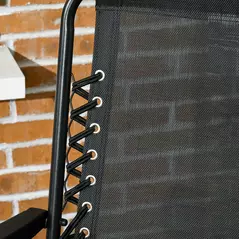 Outsunny 2 Pcs Patio Folding Chair Set, Outdoor Portable Loungers for Camping Pool Beach Deck, Lawn w/ Armrest Steel Frame Black - 7