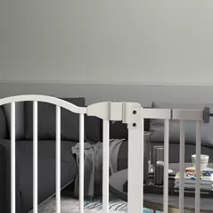 PawHut Pressure Fit Dog Stair Gate No Drilling Safety Gate Auto Close for Doorways, Hallways, 74-100cm Adjustable, 94cm Tall, White - 8