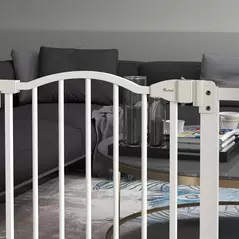PawHut Metal 74-87cm Adjustable Pet Gate Safety Barrier w/ Auto-Close Door White - 8