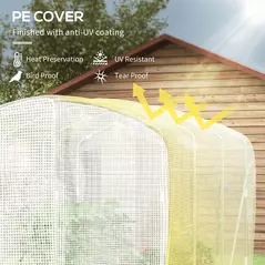 Outsunny Polytunnel Greenhouse Walk-in Grow House with UV-resistant PE Cover, Door and Galvanised Steel Frame, 2 x 2 x 2m, White - 4