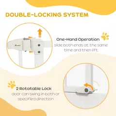 PawHut Metal 74-80cm Adjustable Pet Gate Safety Barrier w/ Auto-Close Door White - 4