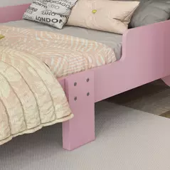 ZONEKIZ Bed for Kids Cat Design Toddler Bed Frame Bedroom Furniture with Guardrails, for 3-6 Years, 143L x 74W x 72Hcm - Pink - 9