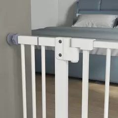 PawHut Adjustable Safety Gate w/ Two Extensions, Four Adjustable Screws, White - 9