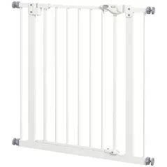 PawHut Adjustable Safety Gate w/ One Extensions, Four Adjustable Screws, White - 1