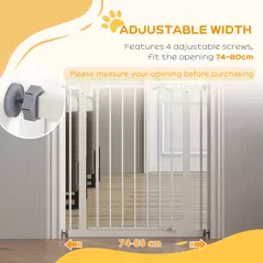PawHut Adjustable Safety Gate w/ One Extensions, Four Adjustable Screws, White - 7