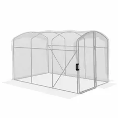 Outsunny Polytunnel Greenhouse Walk-in Grow House with UV-resistant PE Cover, Door and Galvanised Steel Frame, 2 x 2 x 2m, White - 1