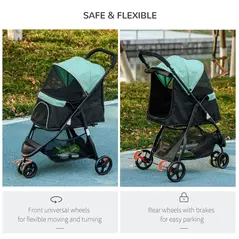 PawHut Foldable Pet Stroller w/ Rain Cover, for XS Dogs, S Dogs - Green - 6