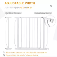 PawHut Wide Dog Safety Gate, with Door Pressure, for Doorways, Hallways, Staircases - White - 4