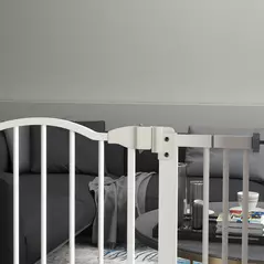 PawHut Metal 74-80cm Adjustable Pet Gate Safety Barrier w/ Auto-Close Door White - 8