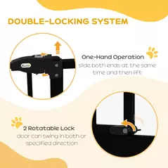 PawHut Metal 74-80cm Adjustable Pet Gate Safety Barrier w/ Auto-Close Door Black - 4
